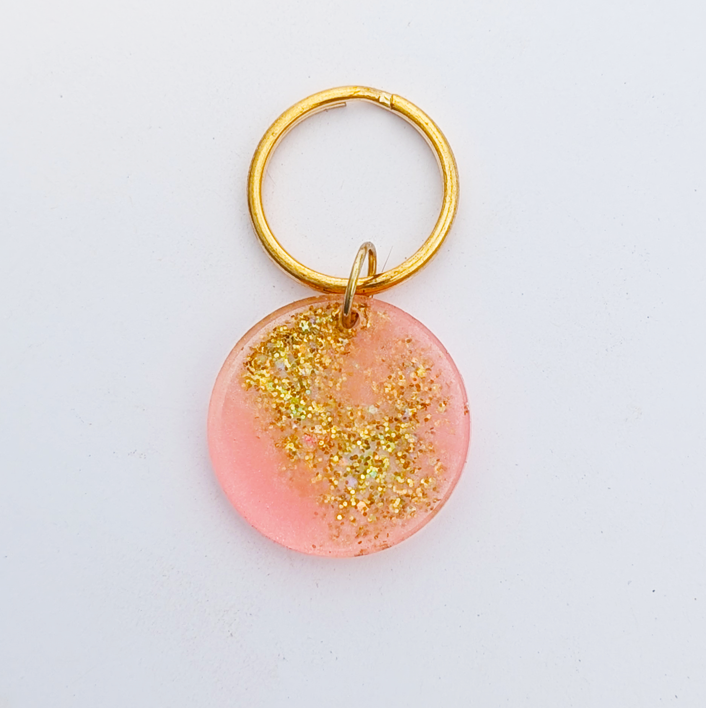 Circle - Pink Glitter Dog Tag