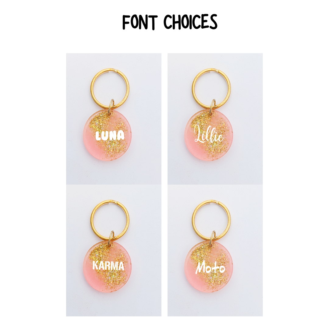 Circle - Pink Glitter Dog Tag