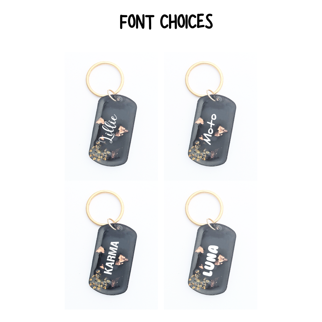 Military ID - Floral Black Dog Tag