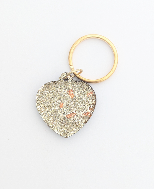 Heart - Glitter and Gold Dog Tag
