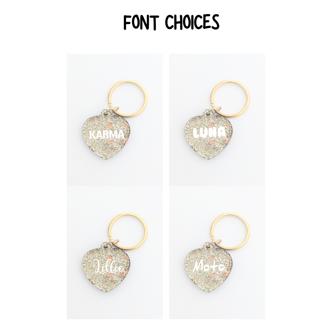 Heart - Glitter and Gold Dog Tag